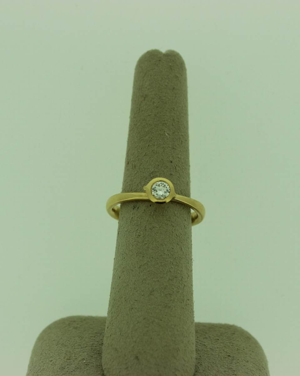 Bouton Yellow Gold Diamond Solitaire Bezel Ring
